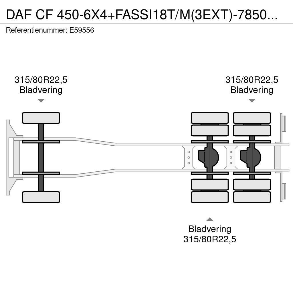 DAF CF 450-6X4+FASSI18T/M(3EXT)-78500KM Platformas/izkraušana no sāniem