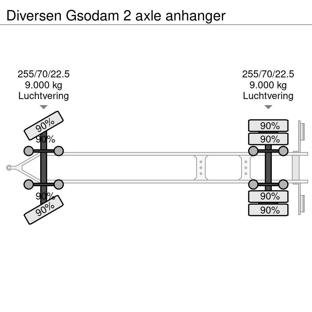  Diversen Gsodam 2 axle anhanger Platformas/izkraušana no sāniem
