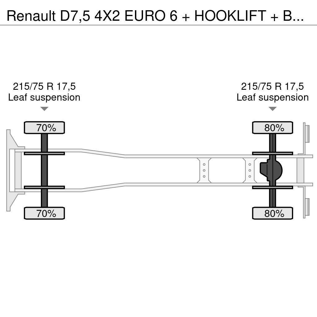 Renault D7,5 4X2 EURO 6 + HOOKLIFT + BOX 45000 km!!! Treileri ar āķi