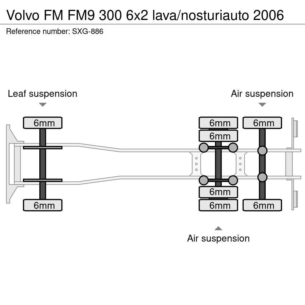 Volvo FM FM9 300 6x2 lava/nosturiauto 2006 Platformas/izkraušana no sāniem