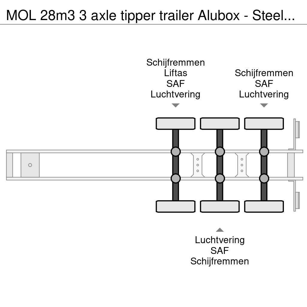 MOL 28m3 3 axle tipper trailer Alubox - Steelchassis ( Piekabes pašizgāzēji