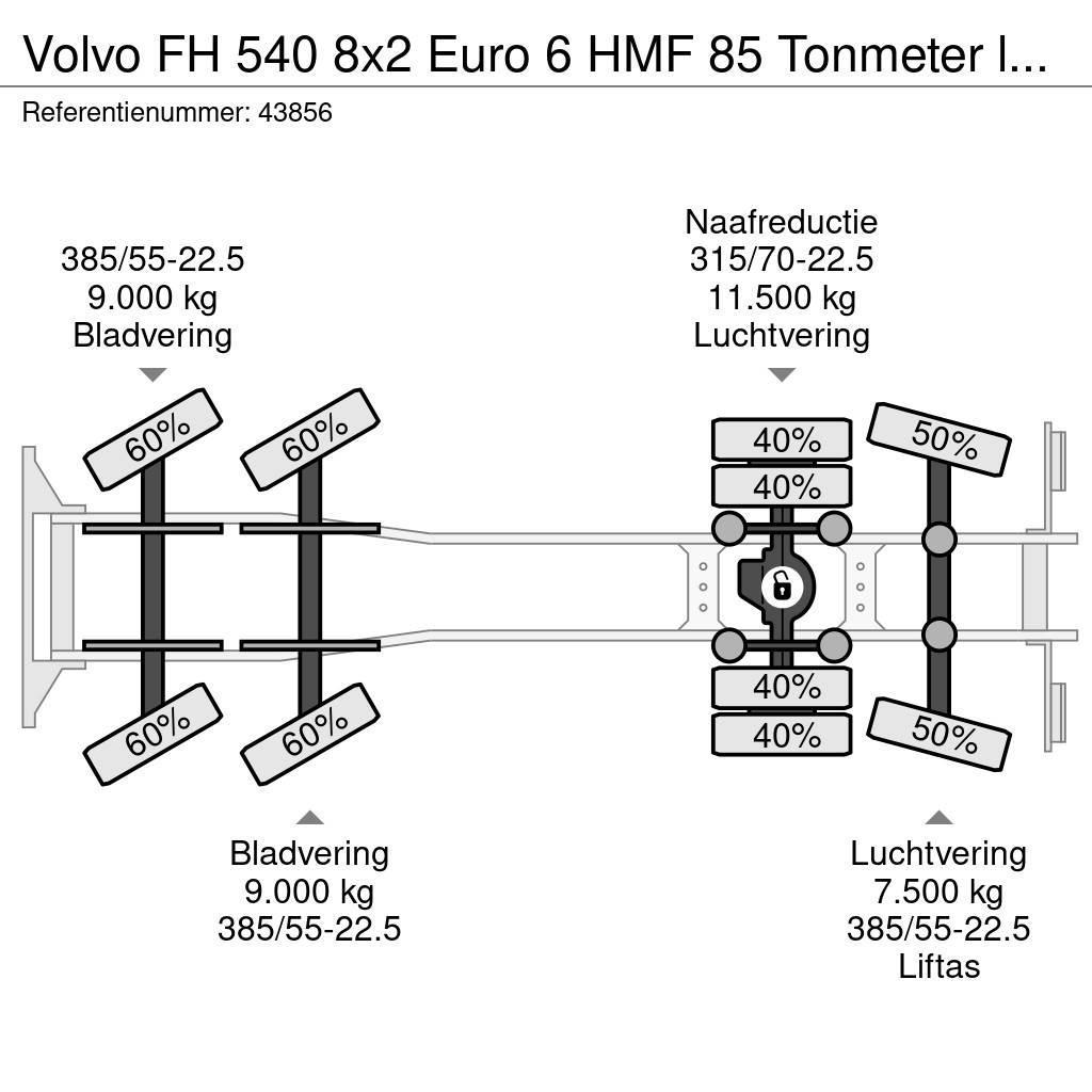 Volvo FH 540 8x2 Euro 6 HMF 85 Tonmeter laadkraan + Fly- Visurgājēji celtņi