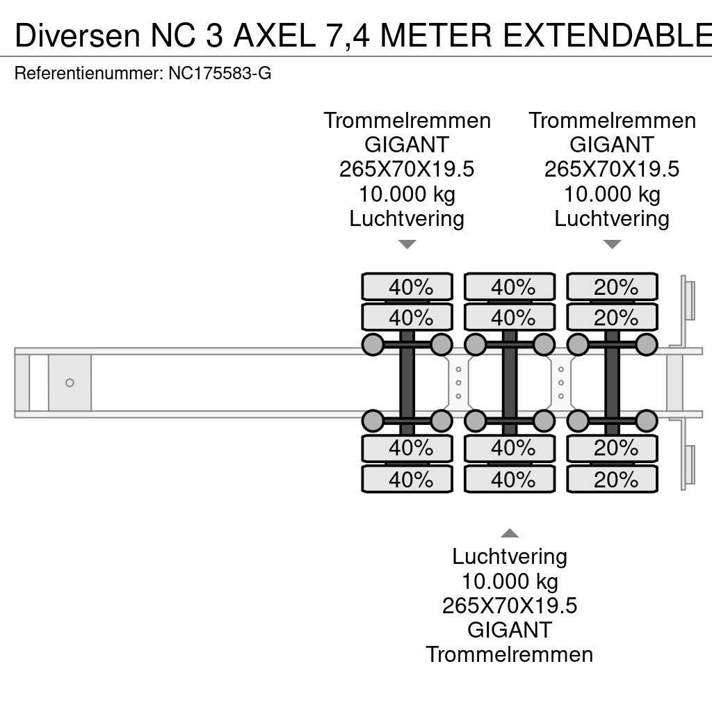 NC 3 AXEL 7,4 METER EXTENDABLE Zemie treileri