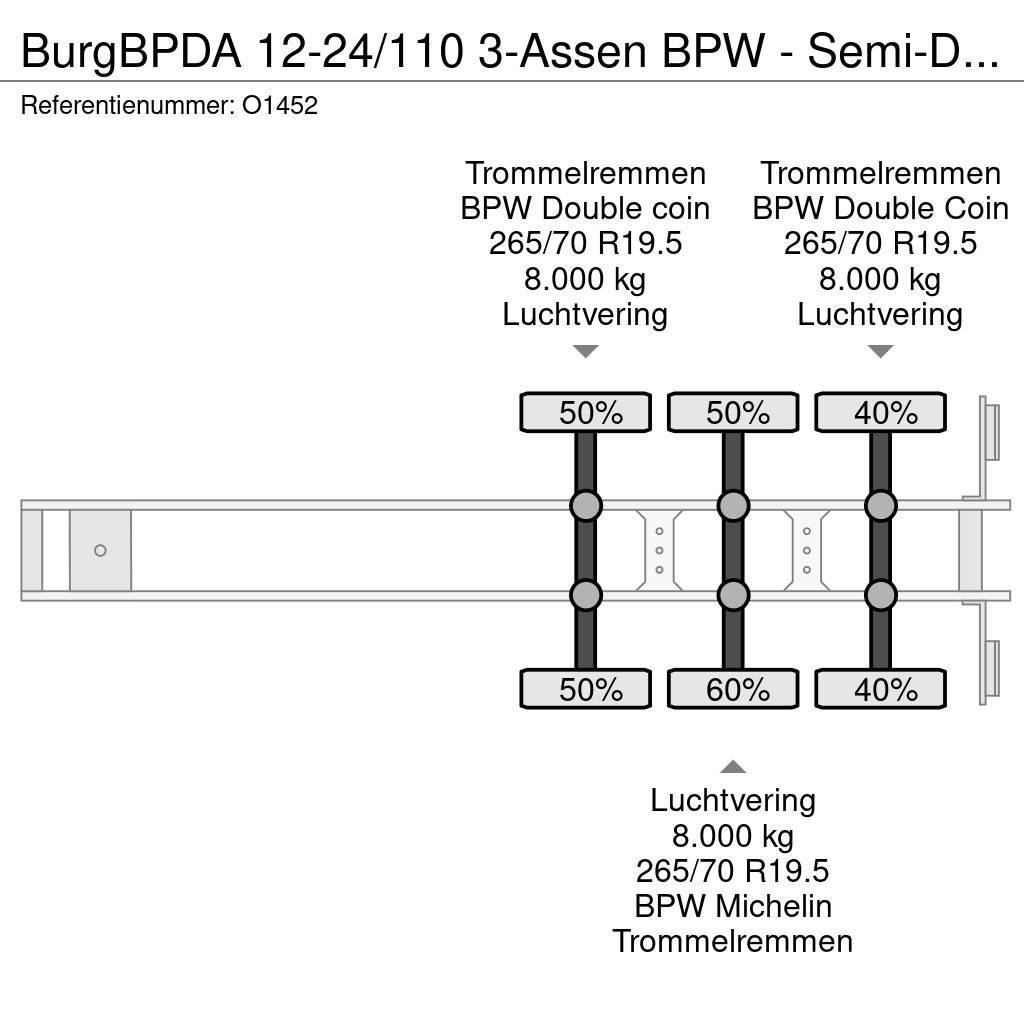 Burg BPDA 12-24/110 3-Assen BPW - Semi-Dieplader - Trom Zemie treileri