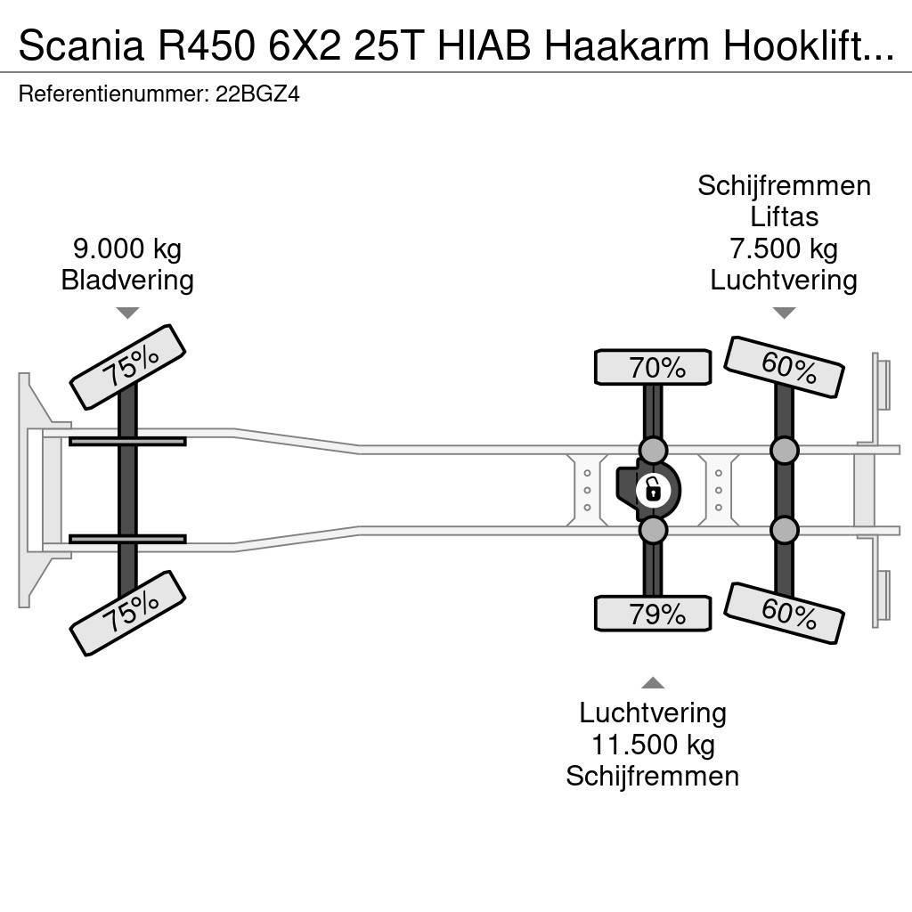 Scania R450 6X2 25T HIAB Haakarm Hooklift Remote, NL Truc Treileri ar āķi