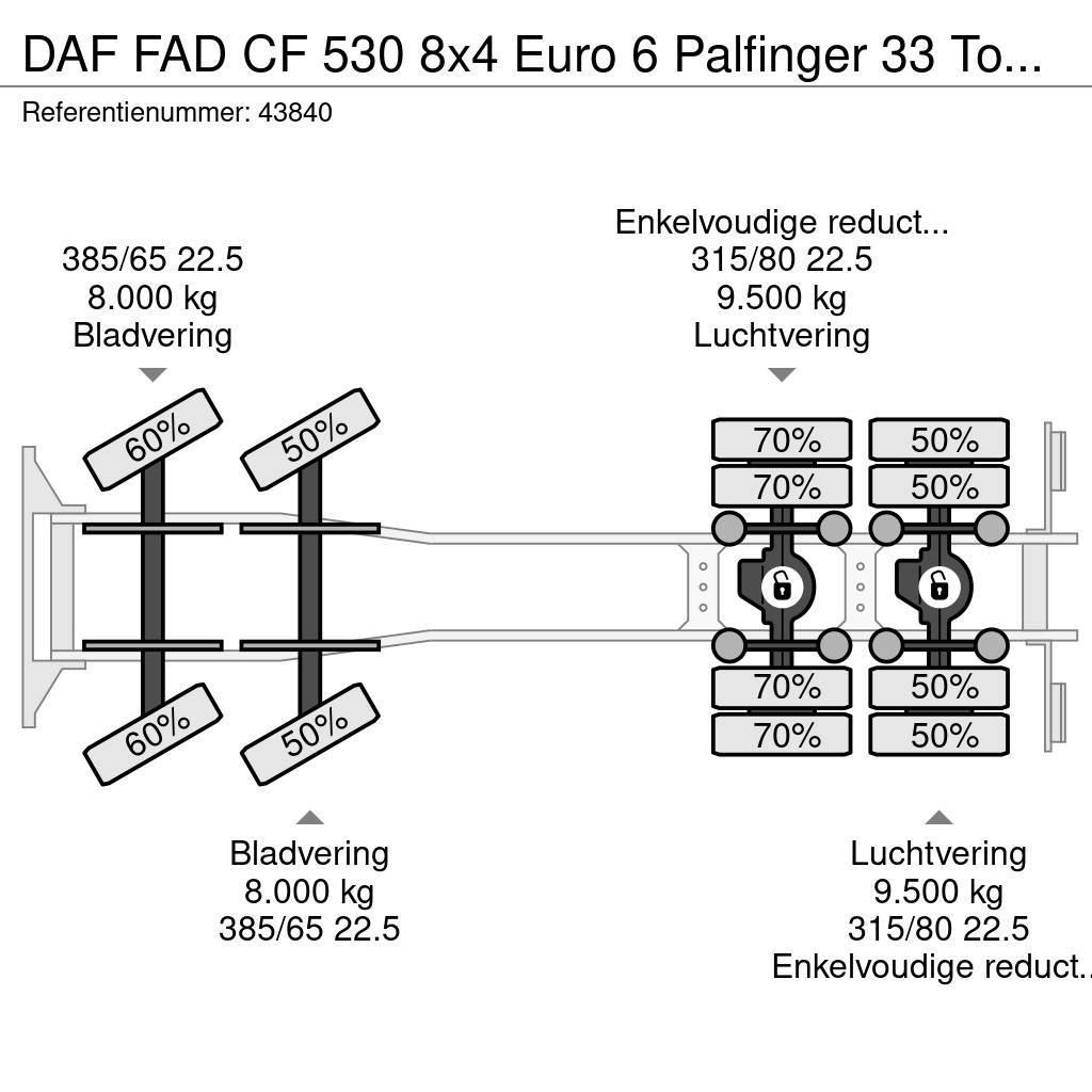DAF FAD CF 530 8x4 Euro 6 Palfinger 33 Tonmeter laadkr Treileri ar āķi