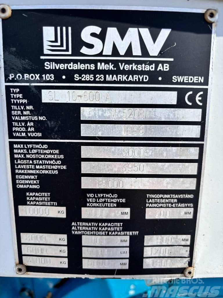 SMV SL 10-600 A + extra counterweight 12t. capacity Tehnika ar dīzeļa dzinēju