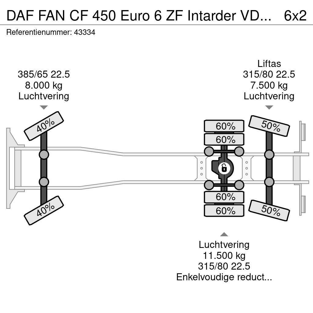 DAF FAN CF 450 Euro 6 ZF Intarder VDL 21 Ton haakarmsy Treileri ar āķi