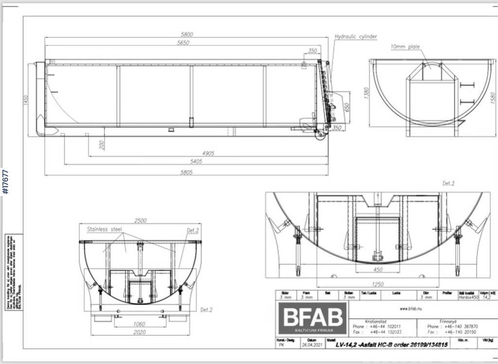  BFAB Asphalt tub on hook frame Citas sastāvdaļas