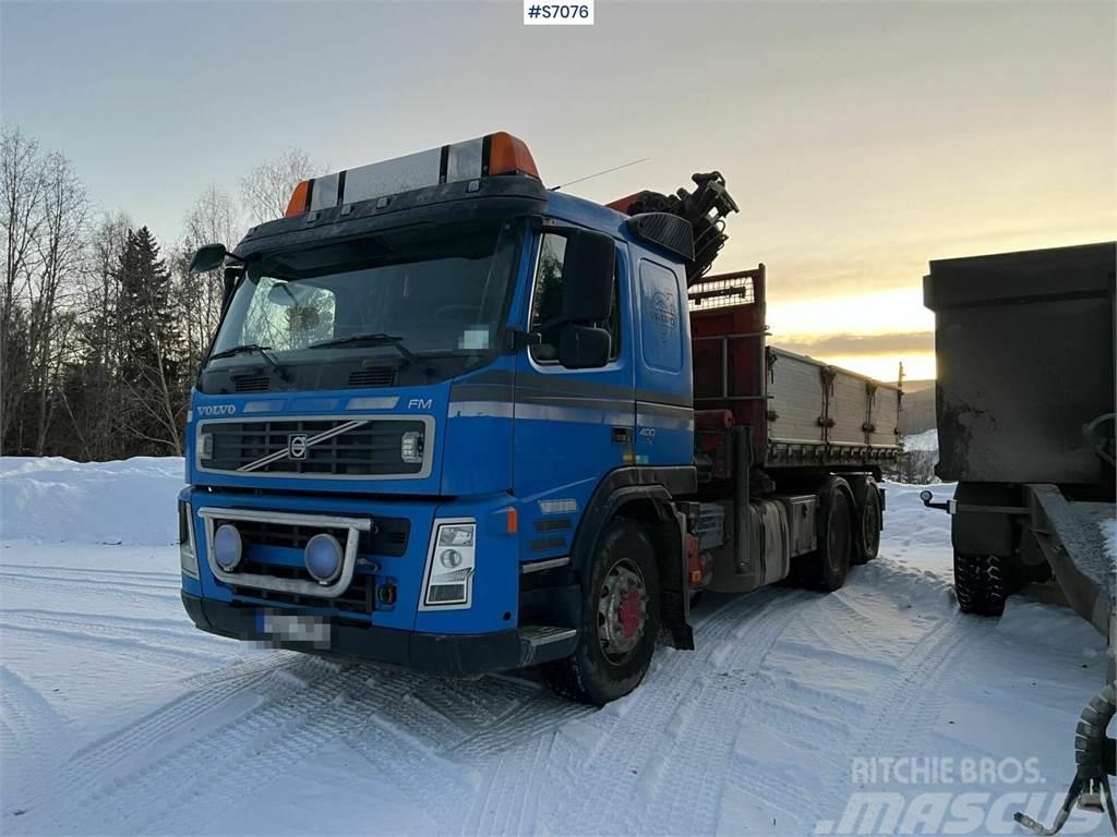 Volvo FM400 6*2 Crane Truck with tiltable flatbed + Palf Smagās mašīnas ar celtni