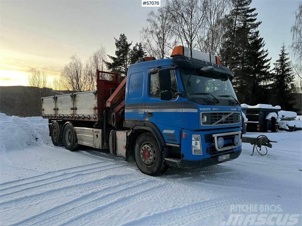 Volvo FM400 6*2 Crane Truck with tiltable flatbed + Palf Smagās mašīnas ar celtni