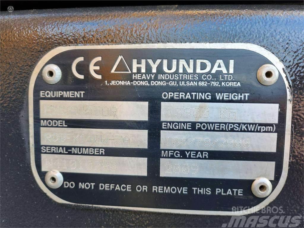 Hyundai Robex 140W-7A ROTOTILTAS + KAU Kāpurķēžu ekskavatori