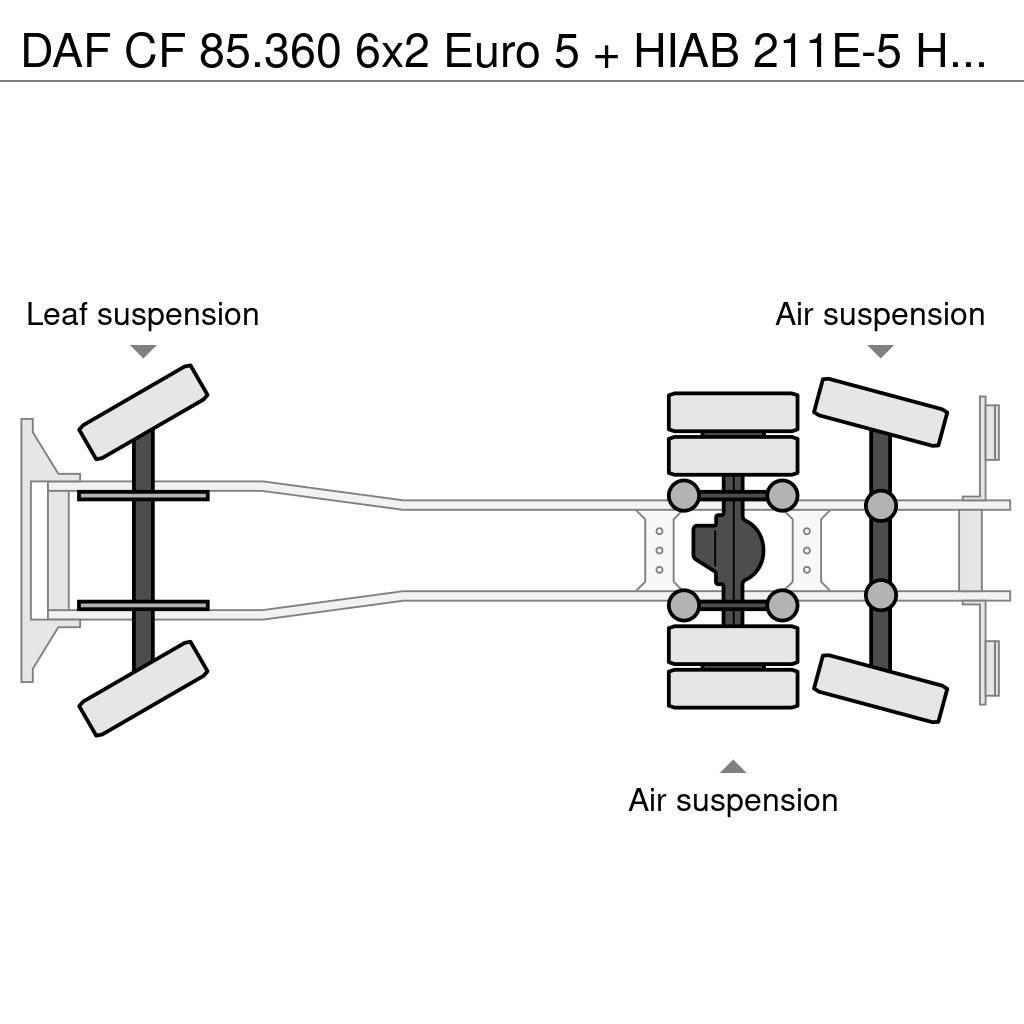 DAF CF 85.360 6x2 Euro 5 + HIAB 211E-5 HIPRO Platformas/izkraušana no sāniem