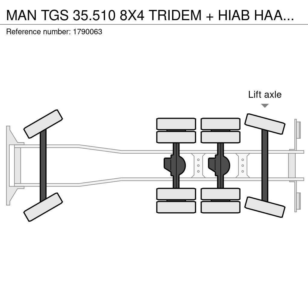 MAN TGS 35.510 8X4 TRIDEM + HIAB HAAKARM + PALFINGER P Smagās mašīnas ar celtni