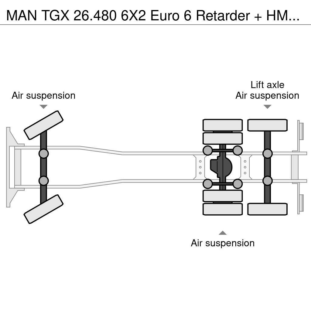MAN TGX 26.480 6X2 Euro 6 Retarder + HMF 2620-K7 Platformas/izkraušana no sāniem