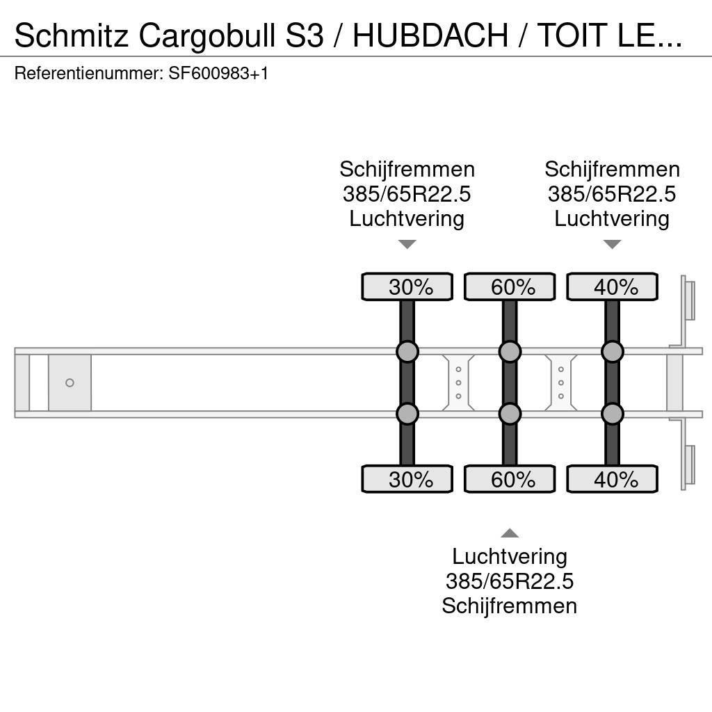 Schmitz Cargobull S3 / HUBDACH / TOIT LEVANT / HEFDAK / COIL / COILM Tents puspiekabes