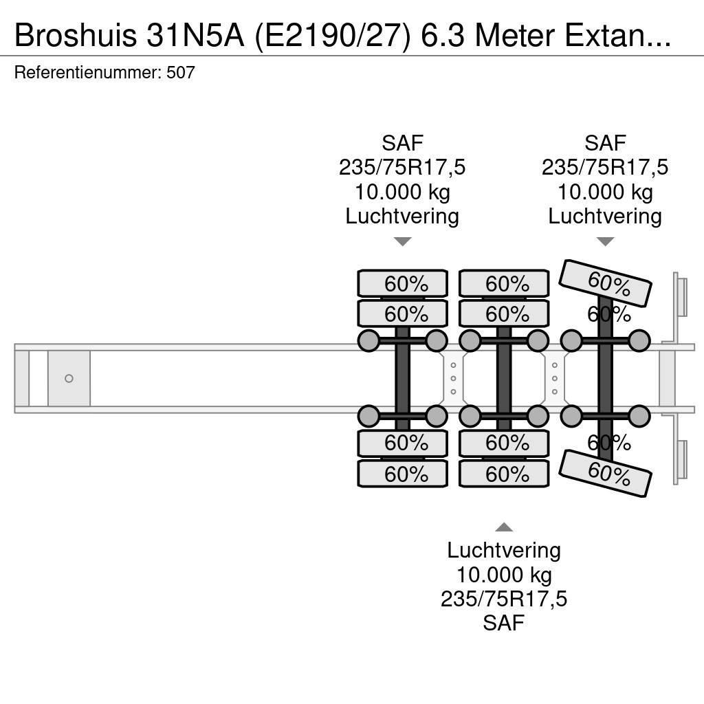 Broshuis 31N5A (E2190/27) 6.3 Meter Extandable Liftaxle! Zemie treileri