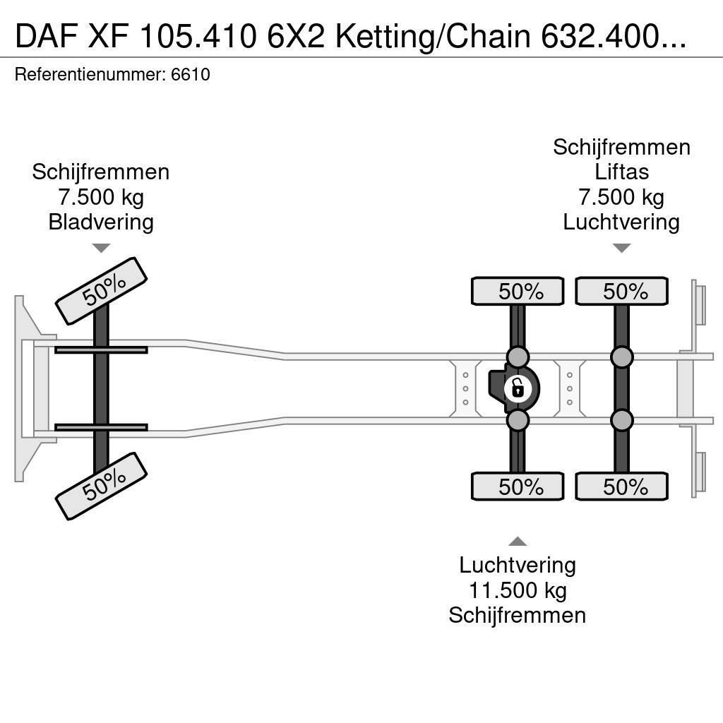 DAF XF 105.410 6X2 Ketting/Chain 632.400KM NL Truck Treileri ar āķi