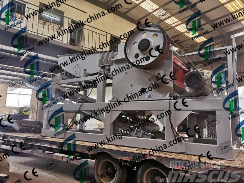 Kinglink PE600X900 Semi Mobile Quarry Jaw Crusher Plant Mobilie drupinātāji