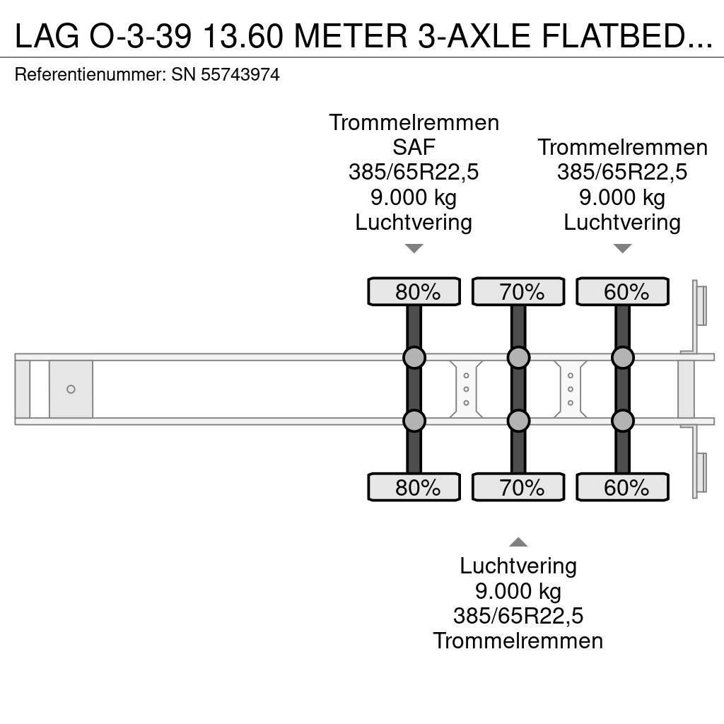 LAG O-3-39 13.60 METER 3-AXLE FLATBED (DRUM BRAKES / A Tents treileri