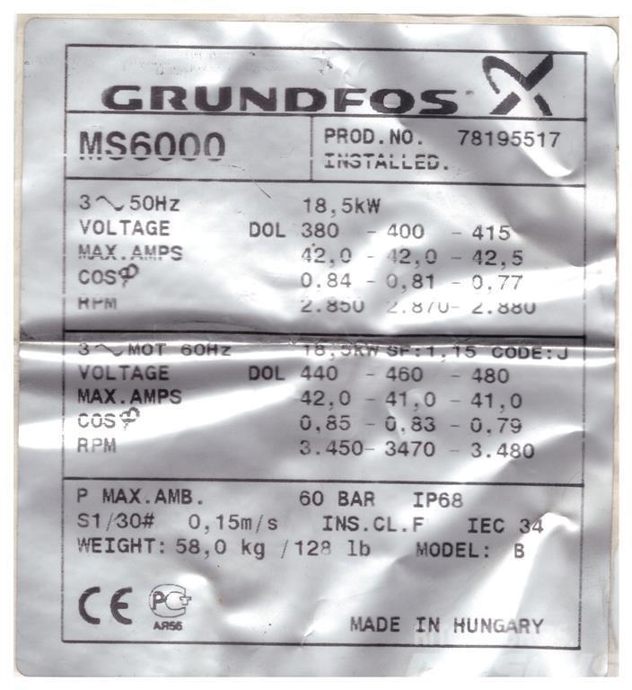 Grundfos SP60/11 - 25 HK Citas sastāvdaļas