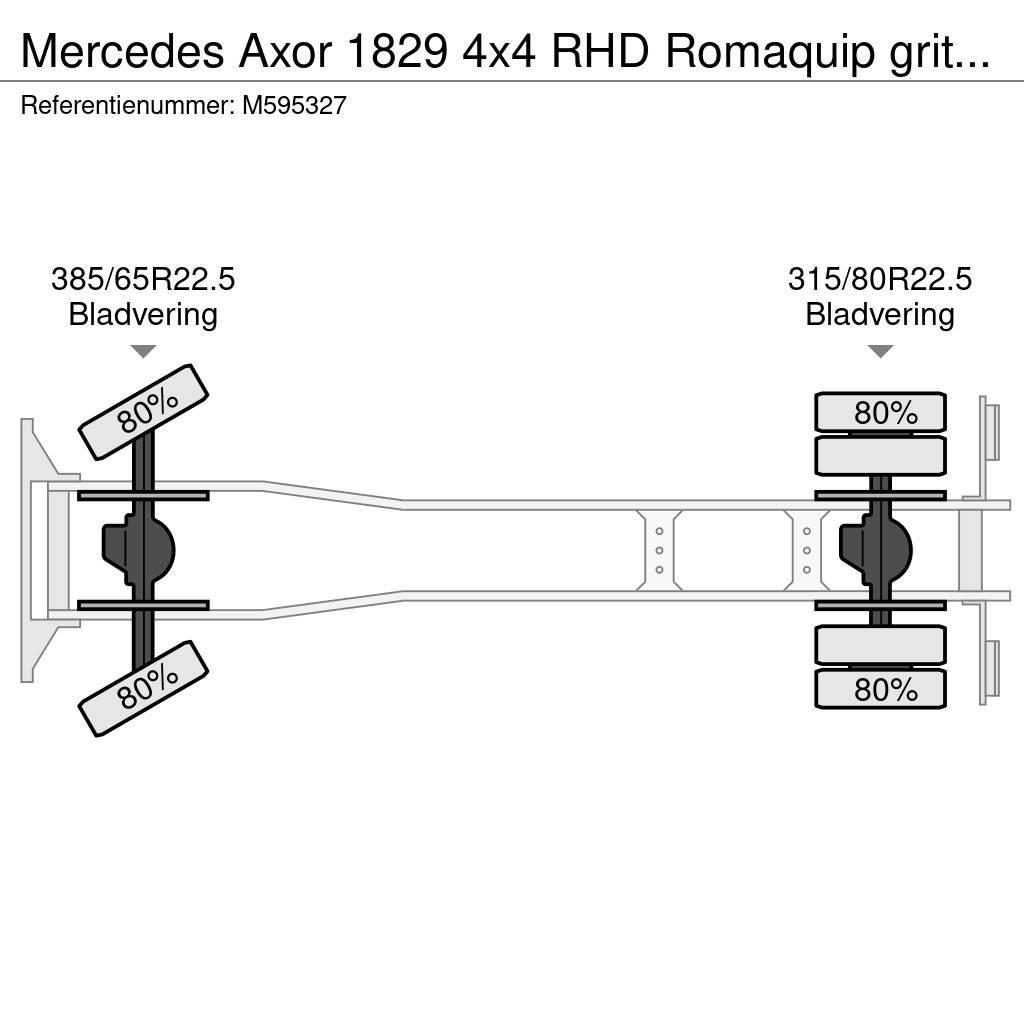 Mercedes-Benz Axor 1829 4x4 RHD Romaquip gritter / salt spreader Kombinētās vakumsūkņa mašīnas