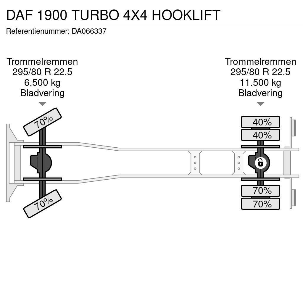 DAF 1900 TURBO 4X4 HOOKLIFT Treileri ar āķi