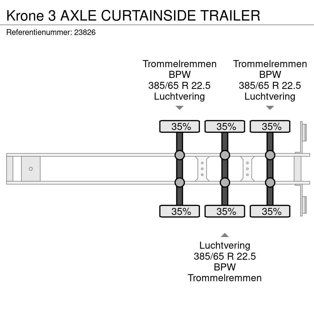 Krone 3 AXLE CURTAINSIDE TRAILER Tents puspiekabes