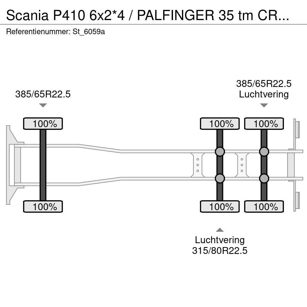 Scania P410 6x2*4 / PALFINGER 35 tm CRANE + WINCH Smagās mašīnas ar celtni