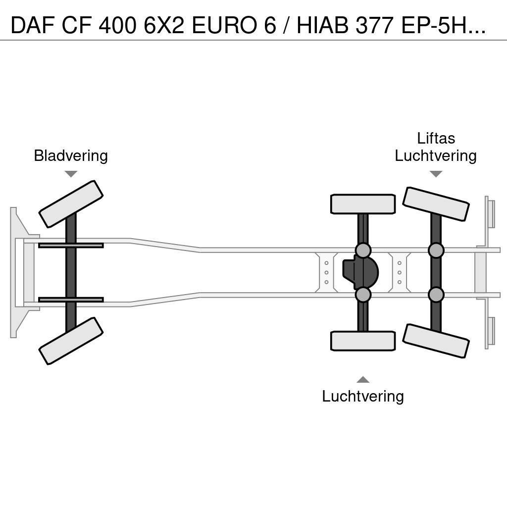 DAF CF 400 6X2 EURO 6 / HIAB 377 EP-5HIPRO / 37 T/M KR Platformas/izkraušana no sāniem