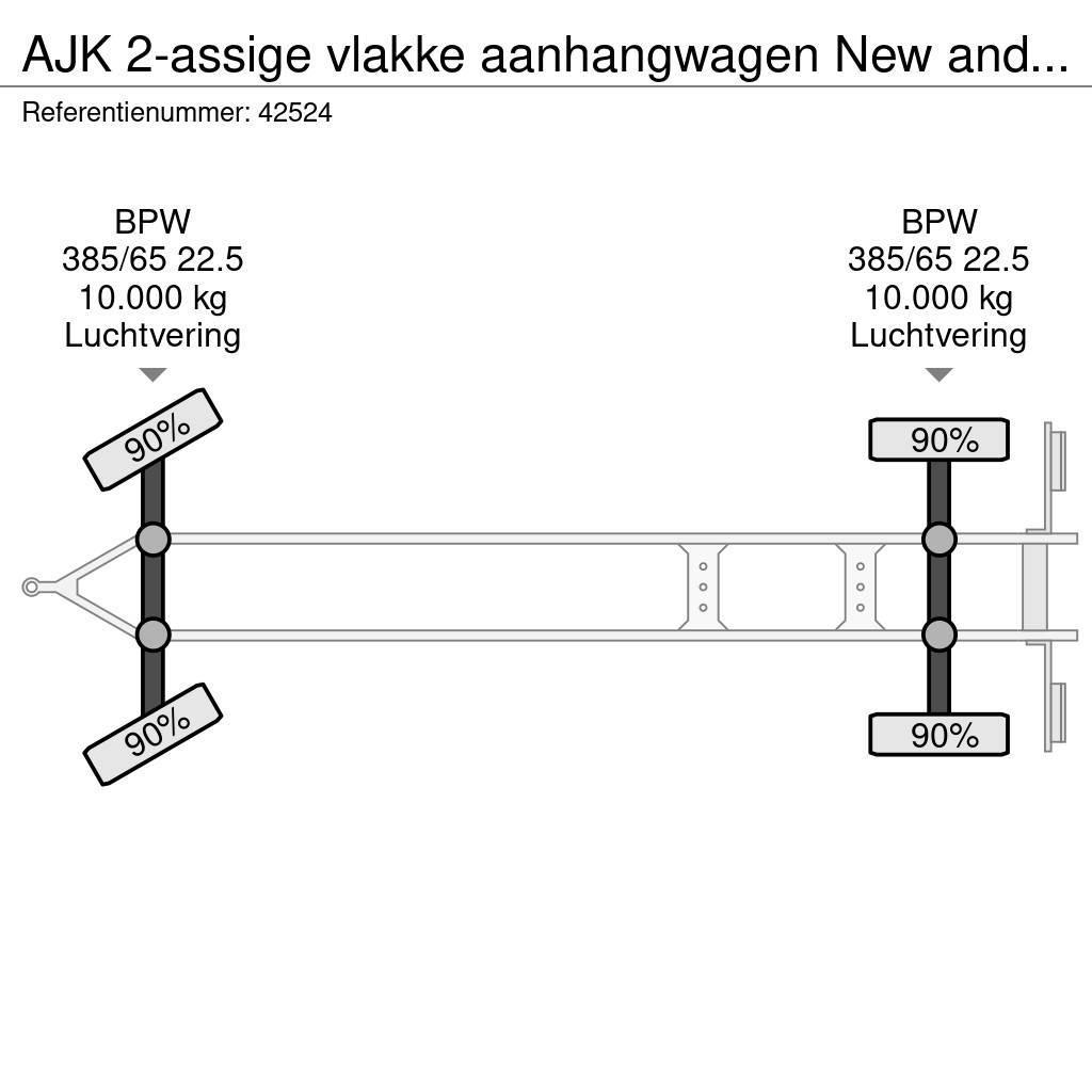 AJK 2-assige vlakke aanhangwagen New and Unused! Platformas/izkraušana no sāniem