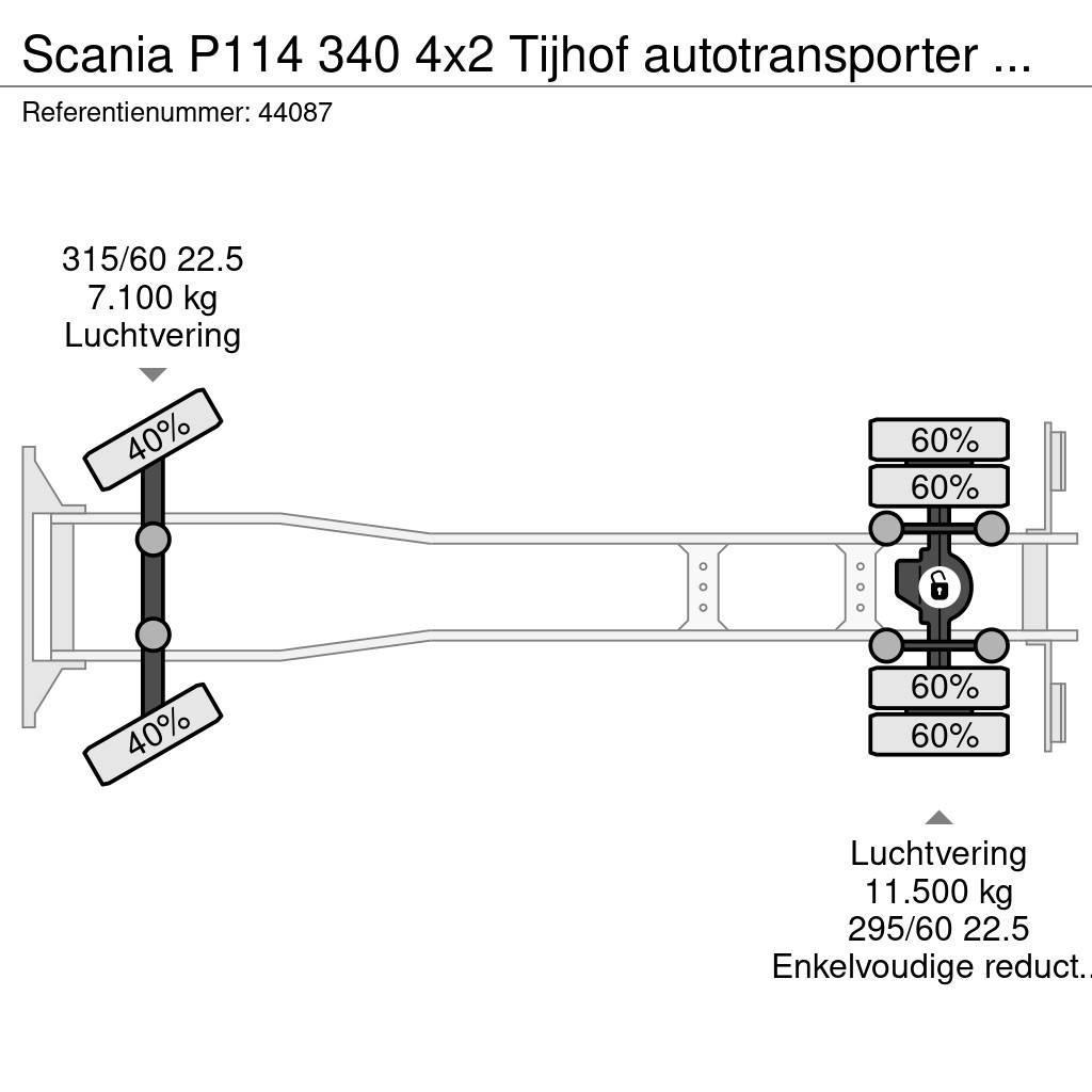 Scania P114 340 4x2 Tijhof autotransporter met hydraulisc Evakuatori