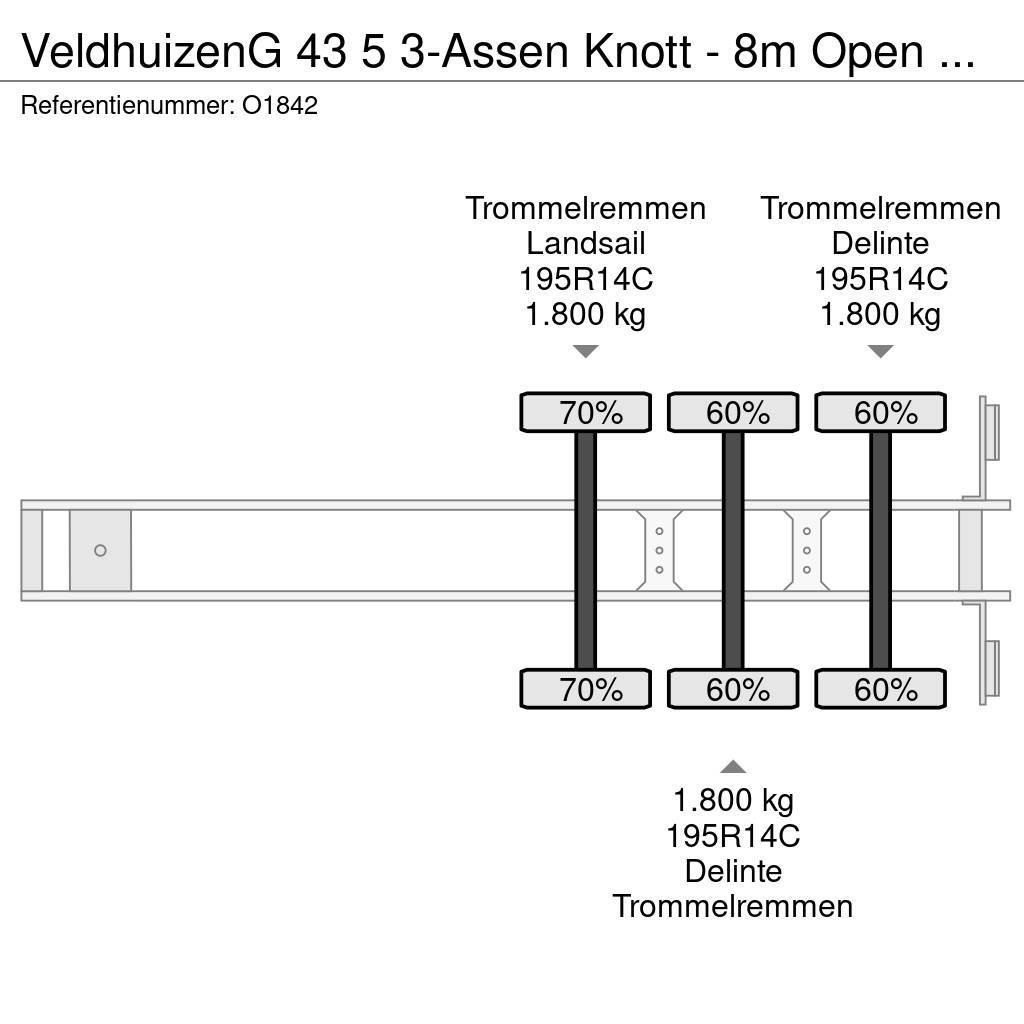 Veldhuizen G 43 5 3-Assen Knott - 8m Open Laadbak - Gegalvani Tents treileri