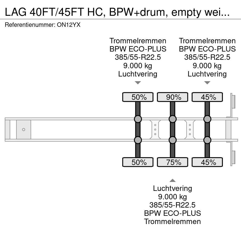 LAG 40FT/45FT HC, BPW+drum, empty weight: 4.120kg, NL- Konteinertreileri