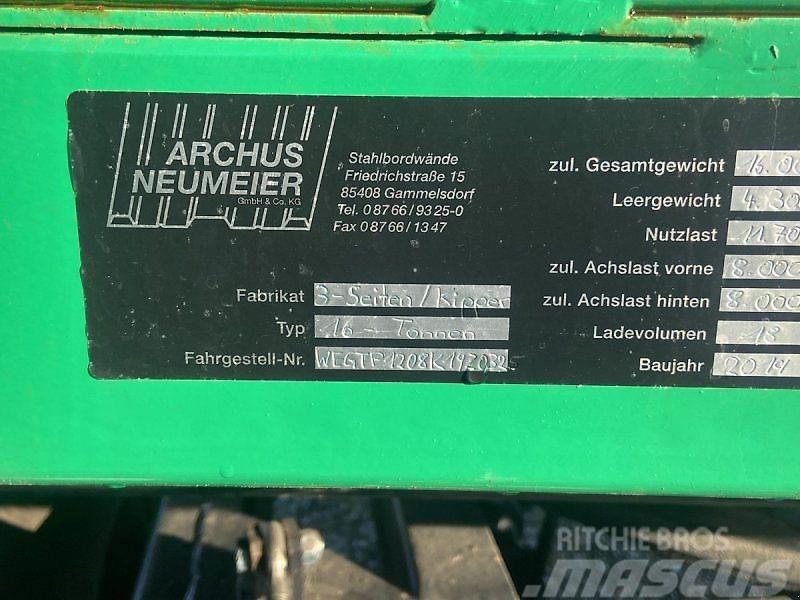  Archus Neumeier 3 Seiten Kipper Anhänger 16 t. Pašizgāzējs