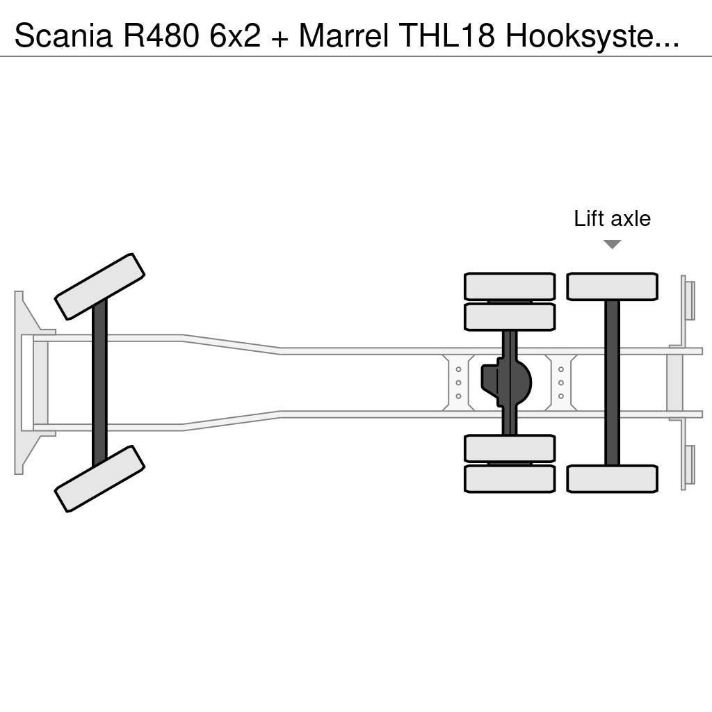 Scania R480 6x2 + Marrel THL18 Hooksystem (euro 5) Treileri ar āķi