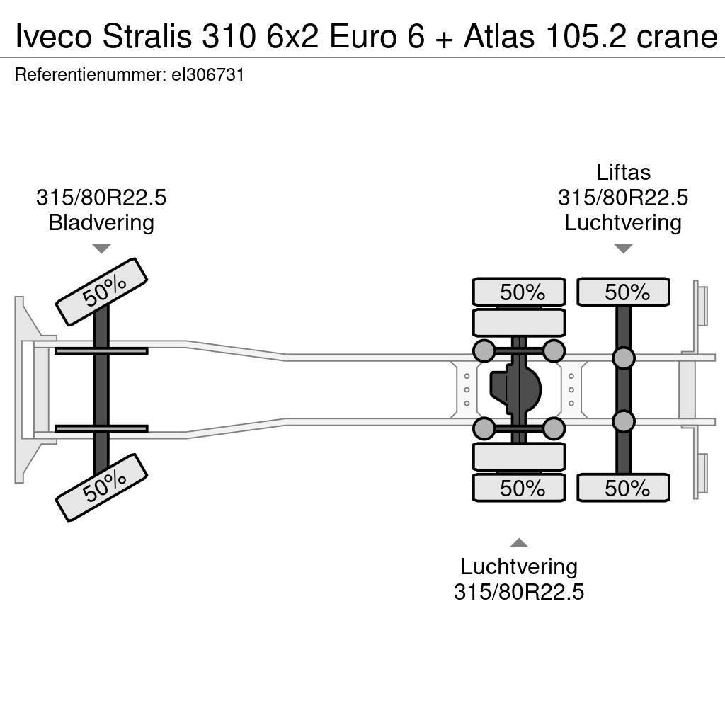 Iveco Stralis 310 6x2 Euro 6 + Atlas 105.2 crane Platformas/izkraušana no sāniem