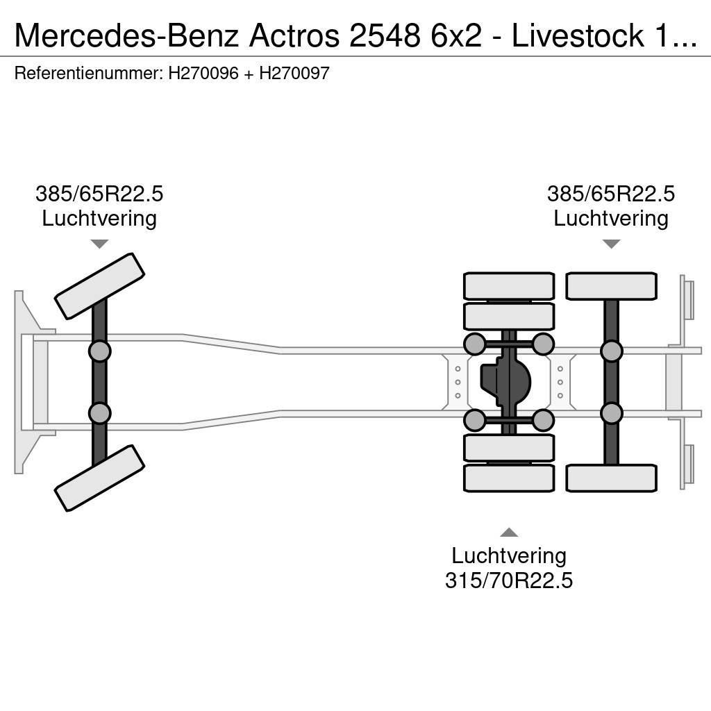 Mercedes-Benz Actros 2548 6x2 - Livestock 1 deck - Truck + Trail Dzīvnieku pārvadāšanas transports