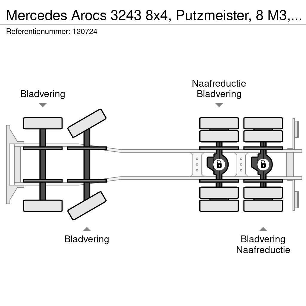 Mercedes-Benz Arocs 3243 8x4, Putzmeister, 8 M3, 11 mtr belt, Re Betonvedēji