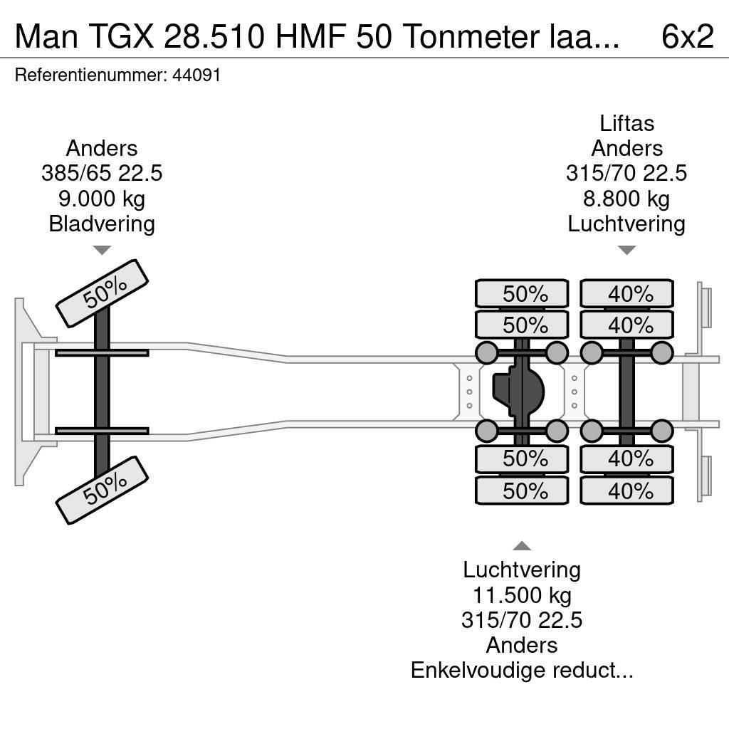 MAN TGX 28.510 HMF 50 Tonmeter laadkraan + Fly-Jib Pacēlāji uz automašīnas bāzes