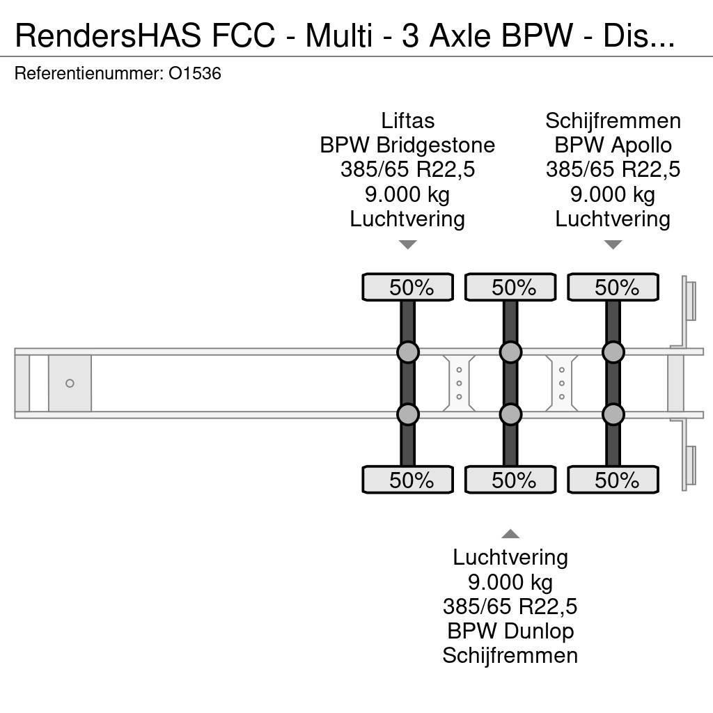 Renders HAS FCC - Multi - 3 Axle BPW - DiscBrakes - LiftAx Konteinertreileri