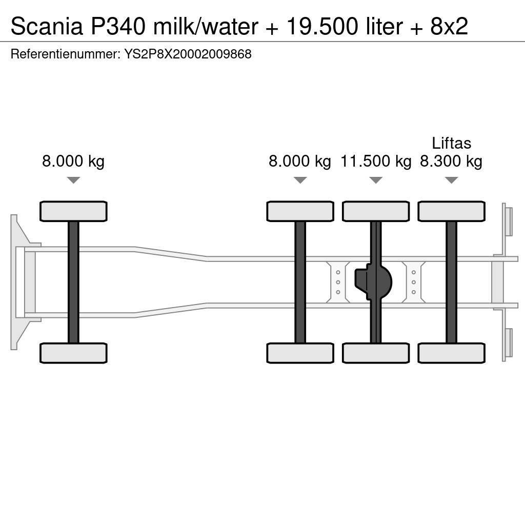Scania P340 milk/water + 19.500 liter + 8x2 Autocisterna