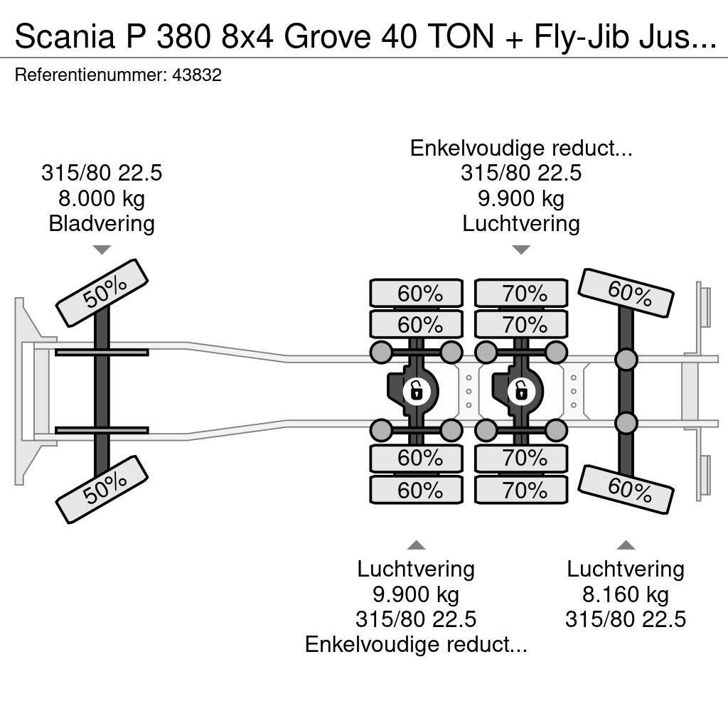 Scania P 380 8x4 Grove 40 TON + Fly-Jib Just 31.682 km! Visurgājēji celtņi