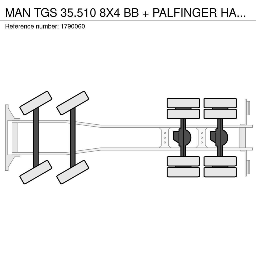 MAN TGS 35.510 8X4 BB + PALFINGER HAAKARMSYSTEEM + PAL Smagās mašīnas ar celtni