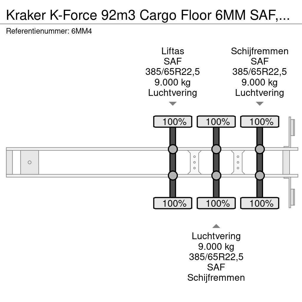 Kraker K-Force 92m3 Cargo Floor 6MM SAF, Liftachse, Remot Kustīgo grīdu puspiekabes