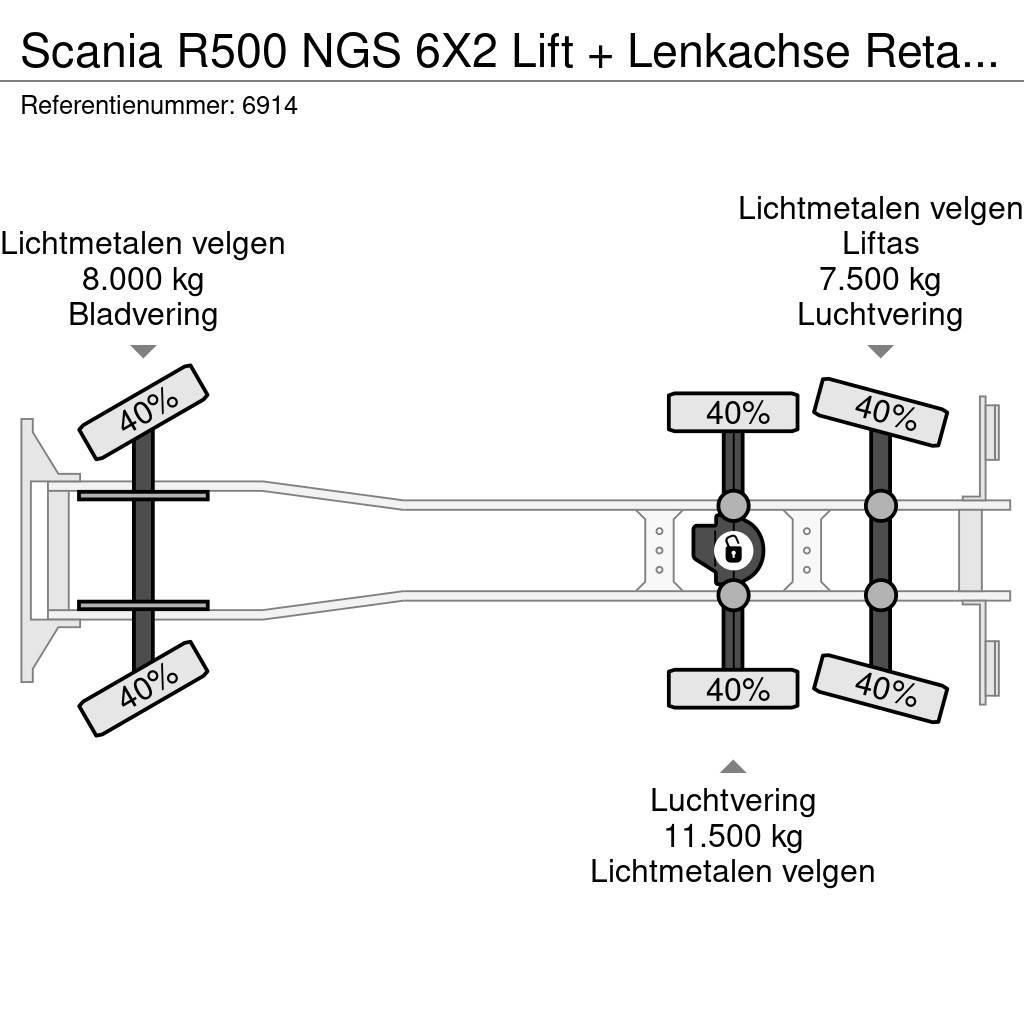 Scania R500 NGS 6X2 Lift + Lenkachse Retarder Alcoa, Top Šasija ar kabīni