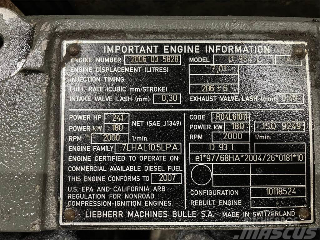 Liebherr D934L A6 motor ex. Liebherr HS835HD kran Dzinēji
