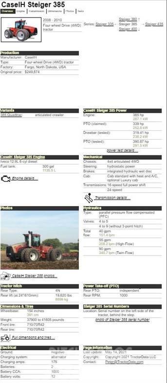 Case IH STEIGER 385 HD Traktori