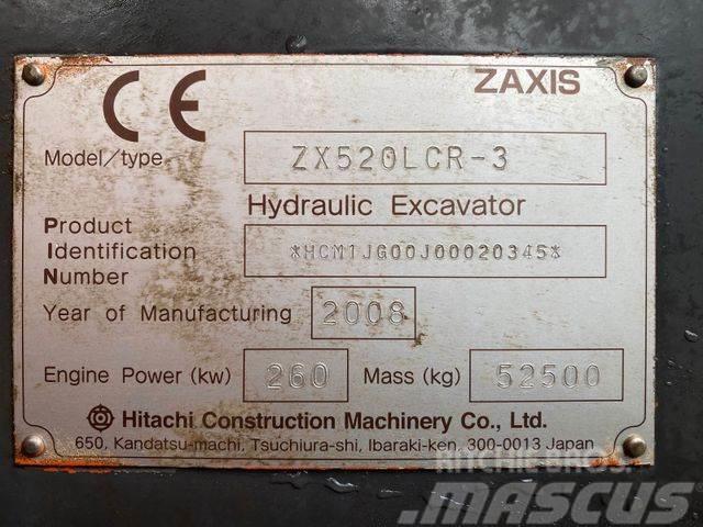 Hitachi ZX520 LCR-3 **BJ. 2008 *17454H/Klima/TOP Zustand Kāpurķēžu ekskavatori
