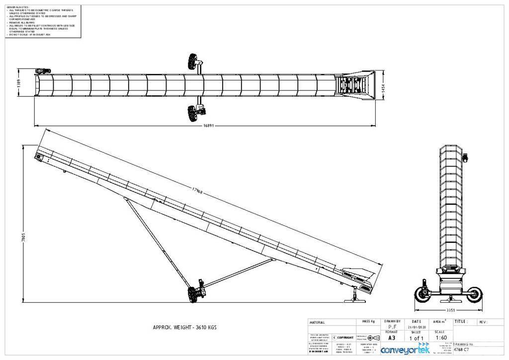  Conveyortek 60ft x 900mm Stockpiling Conveyor Atkritumu konveijeri